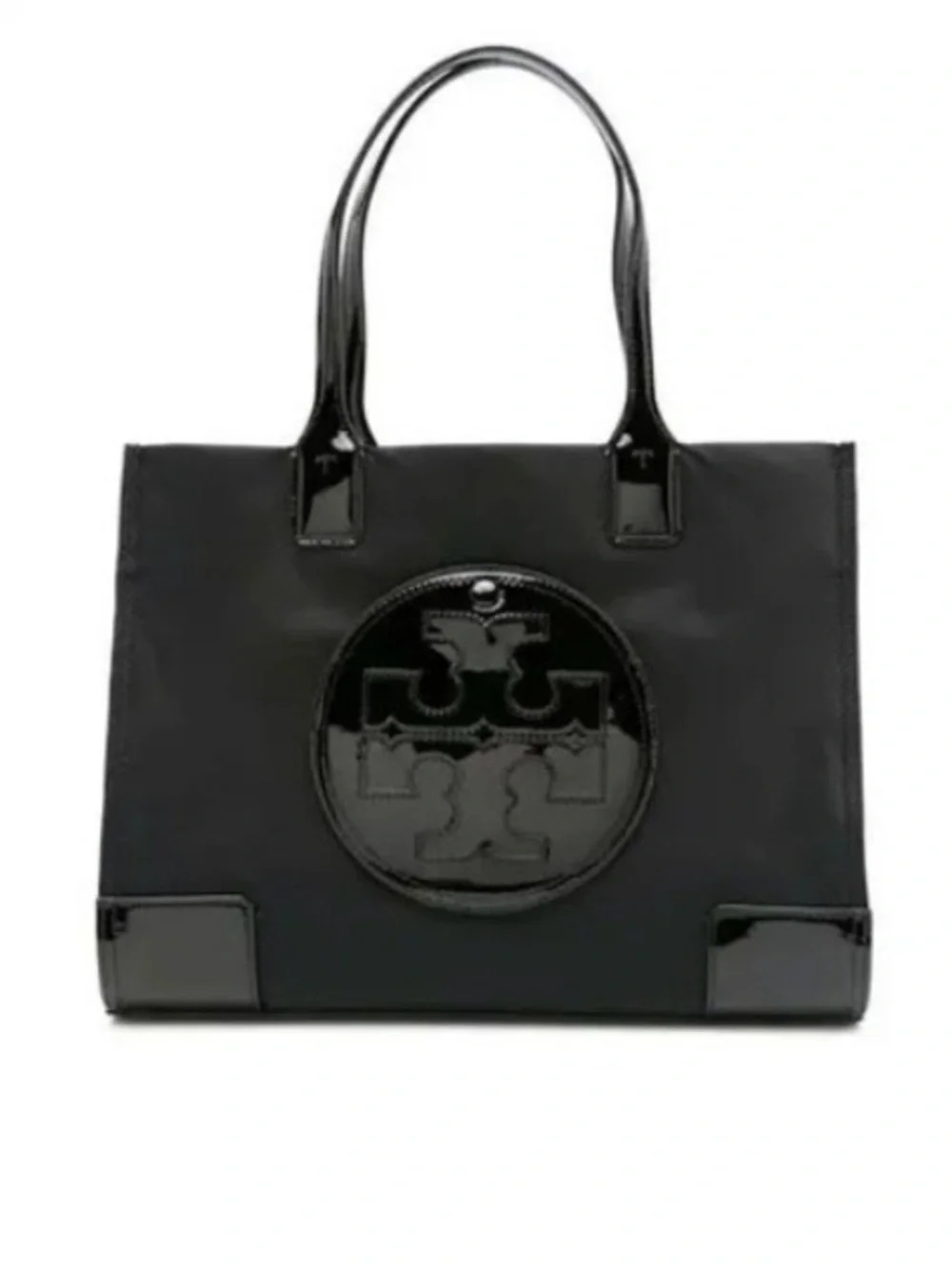 Tory Burch Ella Patent Leather Tote in Black